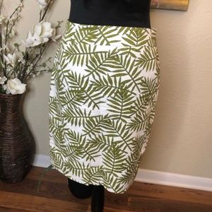 Ann Taylor Palm Tree Pencil Skirt Size:0P